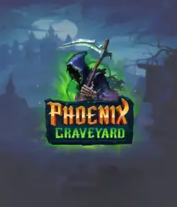 ELK Studios' Phoenix Graveyard game screen, showcasing the mystical graveyard and the legendary phoenix rising from the ashes. The visual highlights the slot's dynamic reel expansion mechanism, coupled with its beautifully crafted symbols and supernatural theme. It vividly depicts the game's theme of rebirth and immortality, attractive for those fascinated by legends.