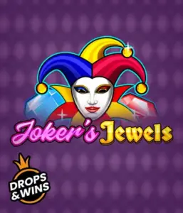 Experience the colorful ambiance of the Joker's Jewels game by Pragmatic Play, showcasing a captivating joker's mask embellished with a brightly colored jester hat. This graphic evokes the joyful spirit of classic slots, set against a lavender background. Ideal for those who love classic slot games, delivering a entertaining gaming experience. 